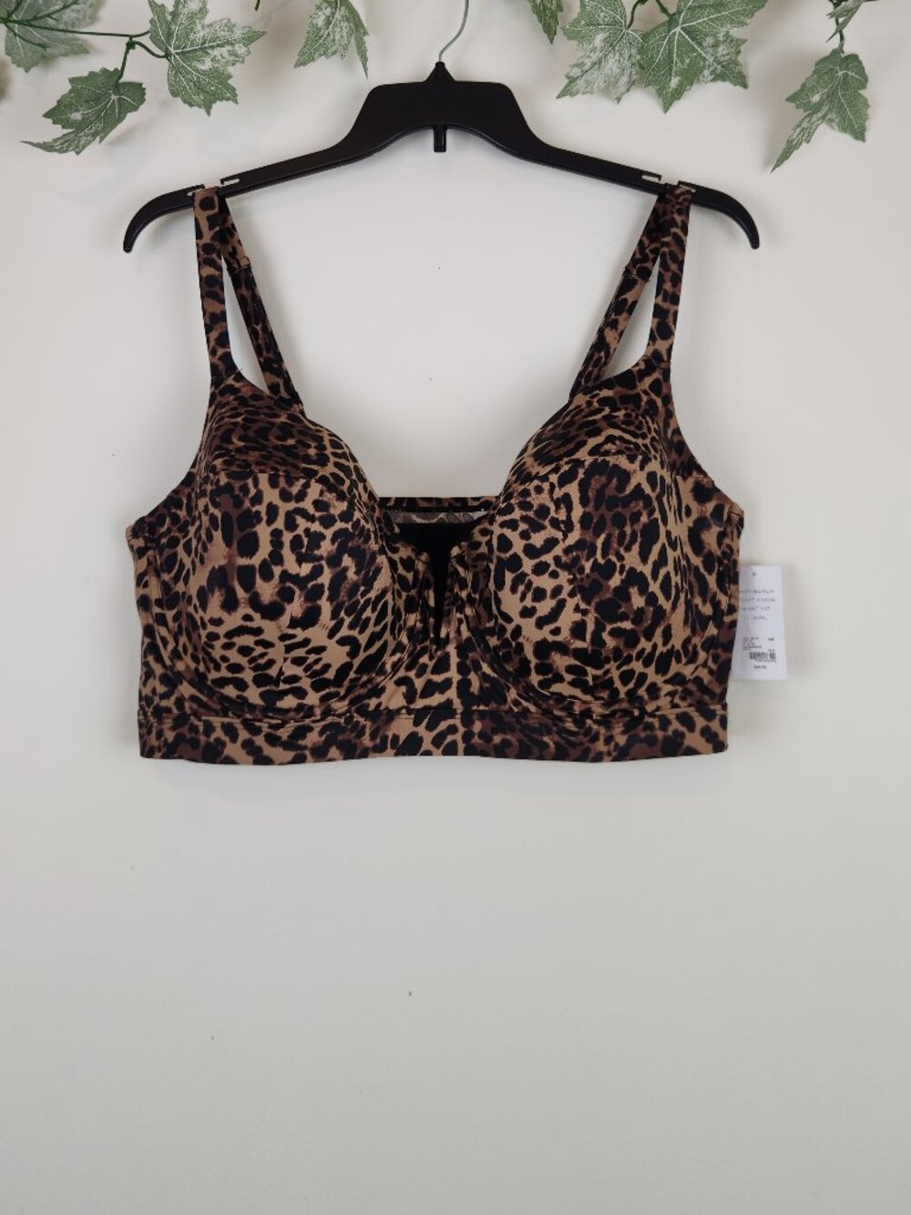 Swim by Cacique Size 44F Animal Print Underwire Beach Swim Bikini Top NWT